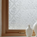 Window Privacy Film Decorative for Front Door, Bathroom Static Cling Stained Glass Sticker Opaque Heat Control UV Blocking Non-Adhesive for Home Windows 23.6y x 78.7 inches Damask