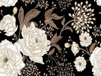 Wall Mural Peonies and Roses Floral Vintage Wallpaper Seamless Gold White Flowers Wall Coverings for Living Room Bedroom Kids Room（Not Peel and Stick）