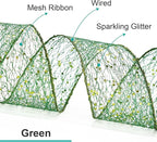 CT CRAFT LLC Sparkling Glitter Mesh Wired Ribbon 6" x 10 Yards Green for Christmas Home Decor Bow Gift Wrapping DIY Crafts Wreath