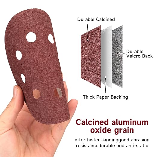 100 PCS 5 Inch Sanding Discs 80 Grit, Round Hook and Loop Sandpaper for Random Orbital Sander