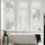 Qualsen Window Privacy Film, Stained Glass Window Film Heat Control UV, Frosted Rainbow Bathroom Decorative Film 3D Static Clings, Peel and Stick Window Tint for Home,17.5x78.7inch