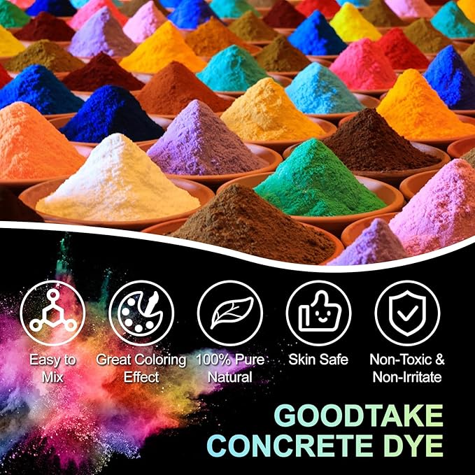 GOODTAKE 5 Pounds Bulk Concrete Pigment, Grey Iron Oxide Pigment Powder, Concrete Cement Dye Color Powder for Pastel Tile Paint Cement Mortar Grout (Grey, 5 Pounds)