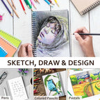 9x12 Inch Sketch Book, Sketch Pad, 100 Sheets (68 lb/100gsm), Spiral Bound Artist for Artist Pro & Amateurs | Marker Art, Colored Pencil, Charcoal for Sketching