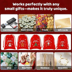 Tapleap Velvet Coth Christmas Bags with Drawstring, 50Pcs 3x4 for Wrapping Christmas Party Favors or Gifts for Friends, Children, Customers