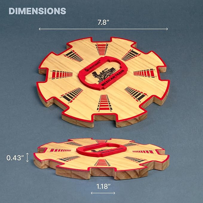 Queensell Dominoes Double 12 with 8 Holders + Wooden Hub + Score Pad + Metal Trains