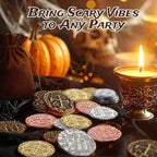 Large Metal Pirate Coins - 35 Rose Gold Treasure Coin Set, Metal Replica Spanish Doubloons for Pirate Party Decorations & Favors, Tokens, Toys, Cosplay - Pirate Treasure Chest - Size 0,98"
