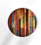 My Photostation.com 20''(50cm) Diameter Colorful Wood Pattern Round Glass Wall Art Tempered Glass Printing Wall Decor Large Wall Art Wall Hangings