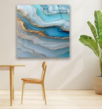 My Photostation.com 30Wx35.5H'' Turquoise and Blue Alcohol ink Glass Wall Art Tempered Glass Printing Wall Decor Large Wall Art Wall Hangings