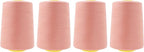 Mandala Crafts 4 Pack of Serger Threads Cones Spools - 20S/2 24000 Yards Polyester Blush Threads for Sergers Machine and Overlock Quilting Sewing Machine