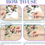 GLOBLELAND 4 Sheets Spring Peony Flowers Furniture Transfer 11.8x5.9inch Vintage Flowers Rub on Transfer UV Self-Adhesive Stickers Wall Art Craft for Bedroom Living Room Desk Table