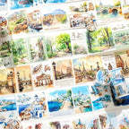 Washi Tape Set,6 Rolls Landscape Tape Stickers for Scrapbooking,Scrapbook Supplies,Junk Journal,Journaling Supplies,Planner,DIY Arts Crafts（Embrace The World）