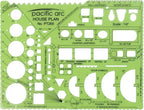 Pacific Arc House Plans Templates Guide, with Stairs, Doors, Plumbing, Kitchen Appliances, and Roof Pitch Gauge, Scale of 1/4 Inch to 1 Foot