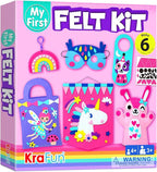 KRAFUN My First Beginner Felt Kit Unicorn Girl Animal Craft for Kids, Toddlers, Boys, Girls Age 3-6 Years Old, Include 6 DIY Handmade Arts and Crafts Projects, Activities Preschool Creative Toys