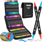 Tongfushop 72 Colors Acrylic Paint Markers, Dual Tip Acrylic Paint Pens with Brush Tip & Fine Tip, Wood Markers for Rock Painting, Wood, Canvas, Stone, Glass, Ceramic, DIY Crafts, Art Supplies