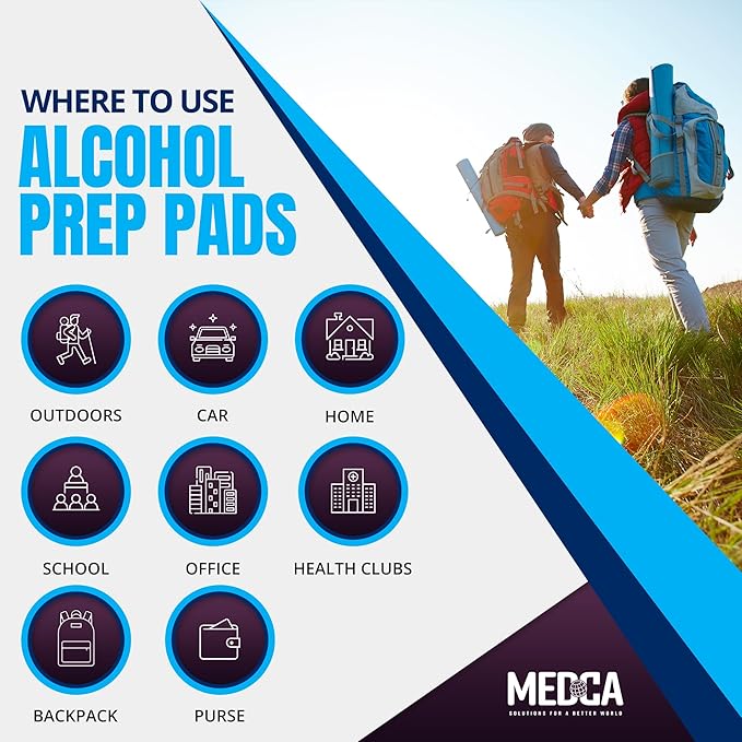 Alcohol Prep Pads - Box of 600, Saturated 70% Isopropyl Alcohol Wipes, Individually Wrapped Moistened Swab Pad, 2-Ply Cotton (Bulk Pack 600 Count)