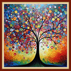 Artvxeay Cross Stitch Kits Stamped Full Range of Embroidery Kits for Beginners Adults 11CT Pattern Stitch Embroidery Kits Needlepoint Kits DIY- (Colorful Starry Sky Tree 18x18 inch)