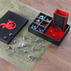 DND Dice Tray and Tower: Portable Dice Storage with Lid for Dungeons and Dragons, D&D, RPG, MTG & Table Games (Red)