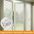 DKTIE Geometric Art Stained Glass Window Film Bathroom Window Privacy Film Frosted Glass Static Clings Non Adhesive with Installation Tools, Modern Home Improvement Style (S119, 35.4'' x 118.1'')