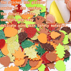 300Pcs Fall Foam Leaf Stickers, Autumn Glitter Maple Leaves Self Adhesive Foam Stickers Thanksgiving Party Favors DIY Crafts Decorations