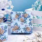 WRAPAHOLIC 30 Inch Christmas Wrapping Paper Roll - Jumbo Roll Red and Blue Snow Globe, Pinecone, Poinsettia, Christmas Tree Wrapping Paper - 4 Rolls - 30 Inch x 120 Inch Per Roll