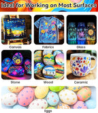 52 PCS Classic & Pastel & Glow in the Dark Acrylic Paint Set with 12 Brushes, 2 Knives & Palette, 36 Colors Art Craft Paint for Beginners, Halloween Pumpkin Canvas Ceramic Rock Painting Kit