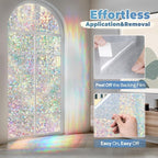 DOWELL Window Privacy Film Rainbow Film, Stained Glass Decorative Sticker, Static Cling Non-Adhesive Glass Clings, Sun Blocking Heat Control Window Coverings for Home Door, 35.4" x 118.1"