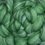Merino Silk Luxe Tonal Designer Blend. Superfine Merino, Mulberry Silk, Tussah Silk. Top Roving for Spinning or Felting. Velvet Moss 1oz