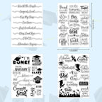 Whaline 4 Sheet Graduation Words Clear Stamps Congrats Grad Cap Silicone Transparent Stamps Border Stamp Cards for DIY Craft Card Making Scrapbooking Embossing Album Decor