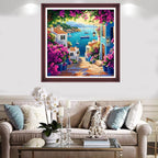 Redxing Stamped Cross Stitch Kits Full Range of Embroidery Starter Kits- Needlepoint Counted Cross Stitch Kits for Beginner Adults 11CT Printed Embroidery Kit-Seaside Floral Scenery 18x18 inch