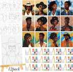 Zhanmai 12 Pack Pre Drawn Canvas for Painting Sip and Paint Kit 8" x 10" Paint Party Set Canvas Painting Pre Printed Canvases for Party Favor DIY Virtual Adult's Date Night(Adult Couples)
