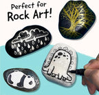 4 Dual Tip Acrylic Paint Pens - Fine Tip & Medium, Permanent & Waterproof - Acrylic Paint Markers for Rock Painting, Canvas, Wood, Ceramic, Glass, Fabric, Metal - White, Black, Gold & Silver