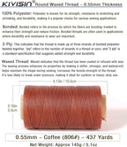 Sturdy Bonded Waxed Polyester Thread, 0.55mm, 437 Yards Wax String Cord - Coffee for Leather, Hand Sewing, Stitching, Beading, Bookbinding, Bracelets and Macrame Jewelry Making