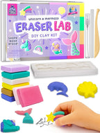 Eraser Lab DIY Clay Mini Cute Eraser Kit for Girls - Unicorn & Mermaid Theme - Fun Craft Activity for Girls Aged 4 5 6 7 8 9 10, Perfect Back to School Supply, Ideal Christmas & Birthday Gift Idea