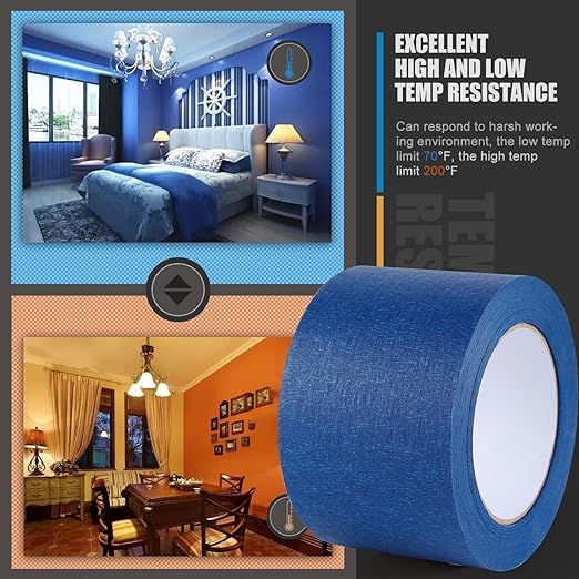 Lichamp Wide Masking Tape 3 inches, 1 Pack Blue Painters Tape Blue Masking Paper, 3 inches x 55 Yards x 1 Roll