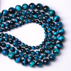 120PCS 6mm Blue Tiger Eye Gemstone Loose Beads Natural Round Loose Stone Beads for Jewelry Making DIY Bracelet Necklace Earrings 2 Strand 32"