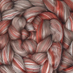 Merino Silk Luxe Tonal Designer Blend. Superfine Merino, Mulberry, Tussah Silk. Top Roving for Spinning or Felting. Sienna Sunset 4oz