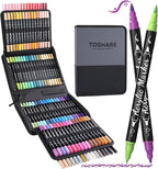 TOSAHRE Acrylic Paint Pens Markers 100 Colors Waterproof Dual Tip Acrylic Markers Set with Brush & Fine Tip Coloring Pens for Rock Painting Wood Scrapbook Fabric Glass Ceramic DIY Craft Art Supplies