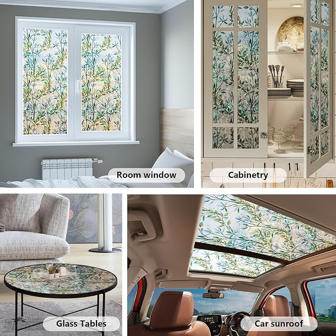 Finnez Window Privacy Film 3D Static Cling Window Film, No Glue Heat Control & 96% UV Blocking for Home Office, Decorative Frosted Glass Cover 17.5 Inch x 6.5 Feet
