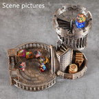 AUSPDICE Dice Rolling Tower and Tray Retro Castle Mold Color for Tabletop Games, D&D and RPG Games (Bronze Color)