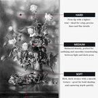 Compressed Charcoal Sticks Set of 12 – Soft, Medium, Hard Charcoal for Drawing, Sketching & Shading – Art Supplies for Artists, Beginners & Adults