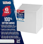 U.S. Art Supply 36 x 36 inch Stretched Canvas 12-Ounce Triple Primed, 6-Pack - Professional Artist Quality White Blank 3/4" Profile, 100% Cotton, Heavy-Weight Gesso - Acrylic Pouring, Oil Painting