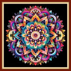 DMCVIVR Stamped Cross Stitch Kits for Adults Beginners Embroidery Kits 11CT Needlepoint Kits Cross Stitch Patterns Embroidery Patterns&Magic Mandala 18x18 inch