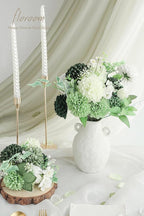 Floroom Artificial Dahlia Flowers 25pcs Real Looking Forest Green Shades Foam Fake Roses with Stems for DIY Wedding Bouquets Bridal Shower Centerpieces Sage Green Floral Arrangements Tables Decoration