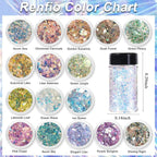 Renfio Opal Chunky Glitter, 1.75oz/50g Blue High Sparkle for Crafts - Holographic Fine Mix Iridescent Flakes for Resin, Nails, Art, Hair, DIY, Snow Globe - Azure Sky