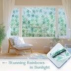 Haton Window Privacy Film, Decorative Stained Glass Window Clings, 3D UV Sun Blocking Sticker, Removable Static Cling Heat Control Tint for Home Door, Leaf Rainbow, 23.6" x 78.7" Non-Adhesive