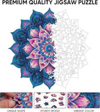 Wooden Puzzles for Adults, Mandela Lotus Adult Puzzles 192 Pieces, Wooden Jigsaw Puzzles Unique Shape, Best Gifts for Adults Family Game, 11.1x11.2 inch