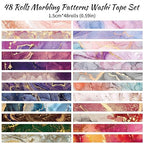 48 Rolls Washi Tape Set - Decorative Masking Tape Colored Marbling Patterns, Adhesive Artists Tapes for Journaling Supplies, DIY Crafts, Scrapbooking, Junk Journal Supplies, School Supplies