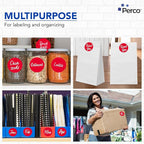 Perco Red 3-Inch Round Circle Dot Sticker Labels with Easy Peel Perforation - 500 Labels per Roll - Strong Adhesion, Vibrant Colors for Organizing, Crafting & More - Made in USA