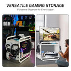 PLKOW Compact Video Game Storage Organizer, Xbox Stand Organizer for Consoles, Controllers, Headphones Xbox/PS5/PS4/Switch Accessories, Video Game Storage Rack, Black - A Great Gift for Gamers (White)