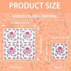 Decoupage Napkins Assorted Floral 27 Pack 9 Styles for DIY Crafting Birthday Party ， Decorative Decoupage Napkins Cocktail Paper ，Each Unfolded 13 Inch (Colorful Floral)